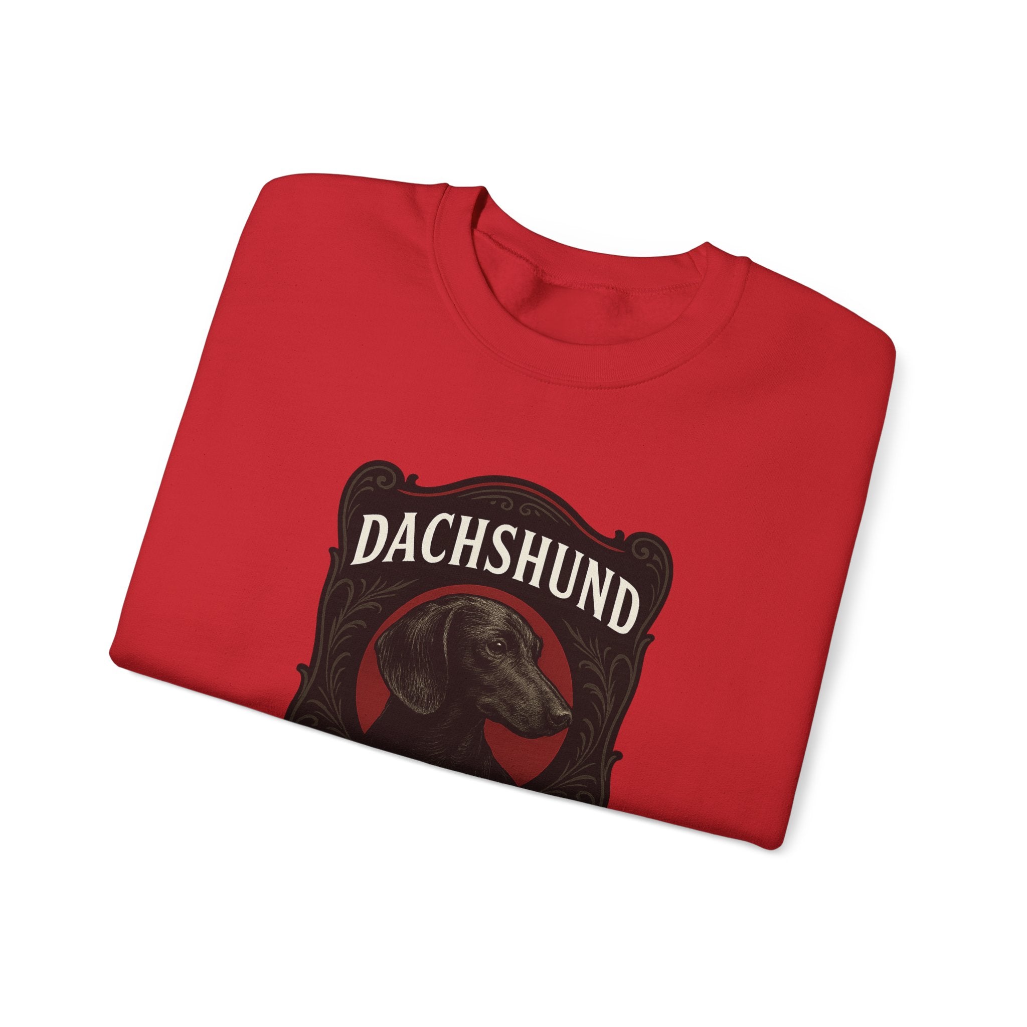Dachshund Rum Crewneck Sweatshirt — Vintage Dog Label Graphic