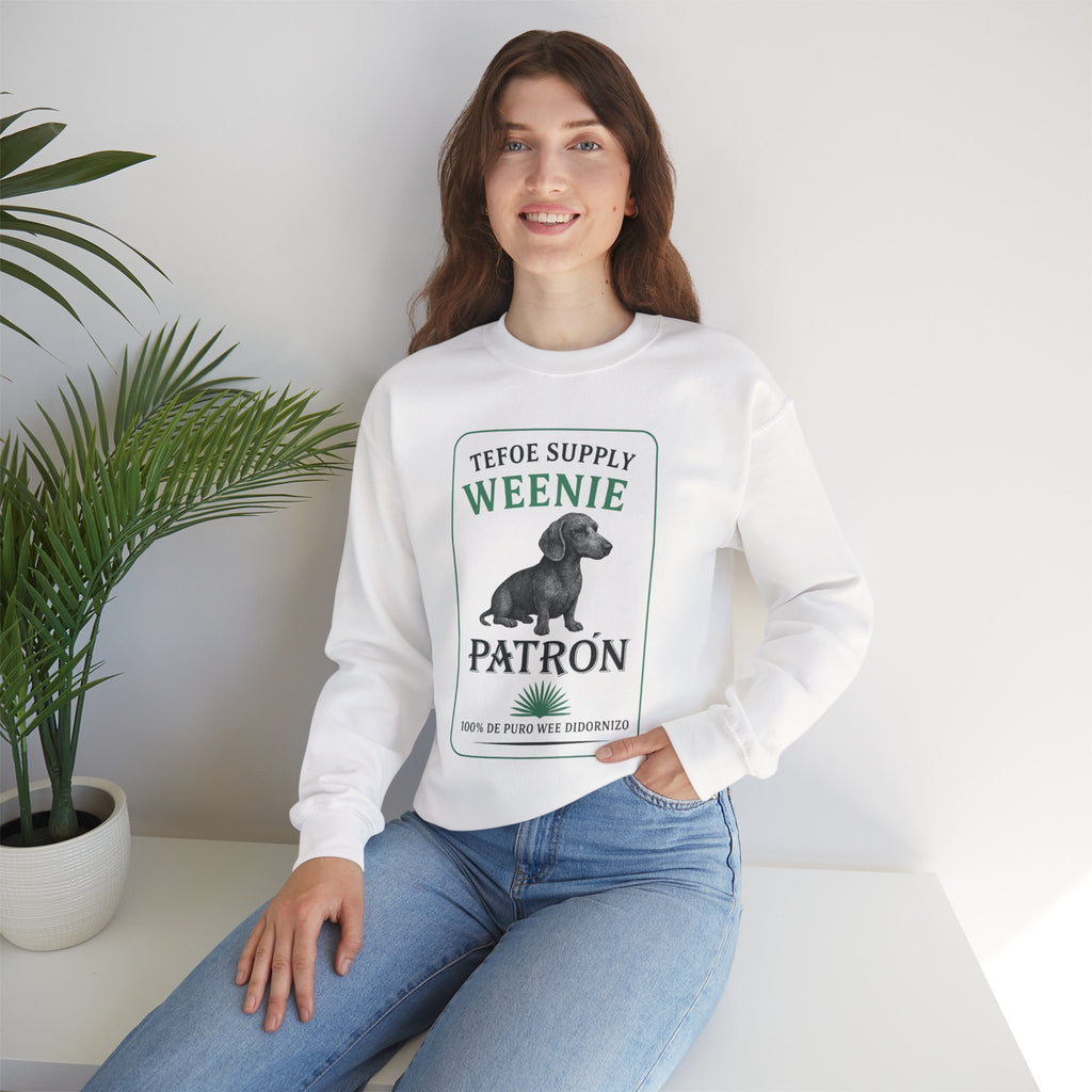 Weenie Patron Crewneck Sweatshirt — Dachshund 'Patrón' Graphic Crew
