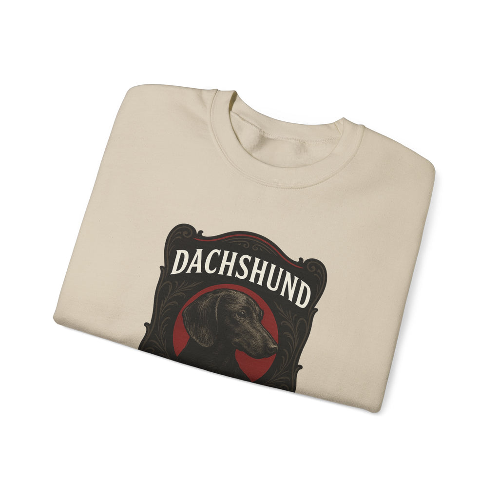Dachshund Rum Crewneck Sweatshirt — Vintage Dog Label Graphic