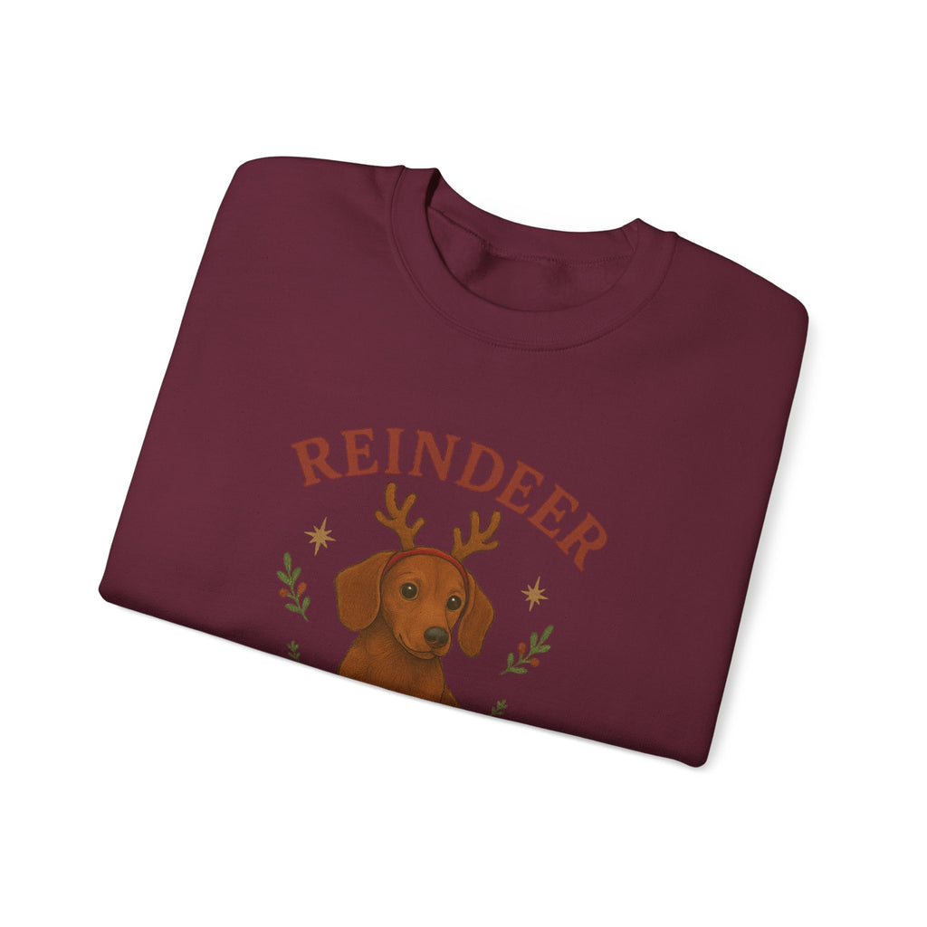 Cute Dachshund with Antlers Holiday Crewneck