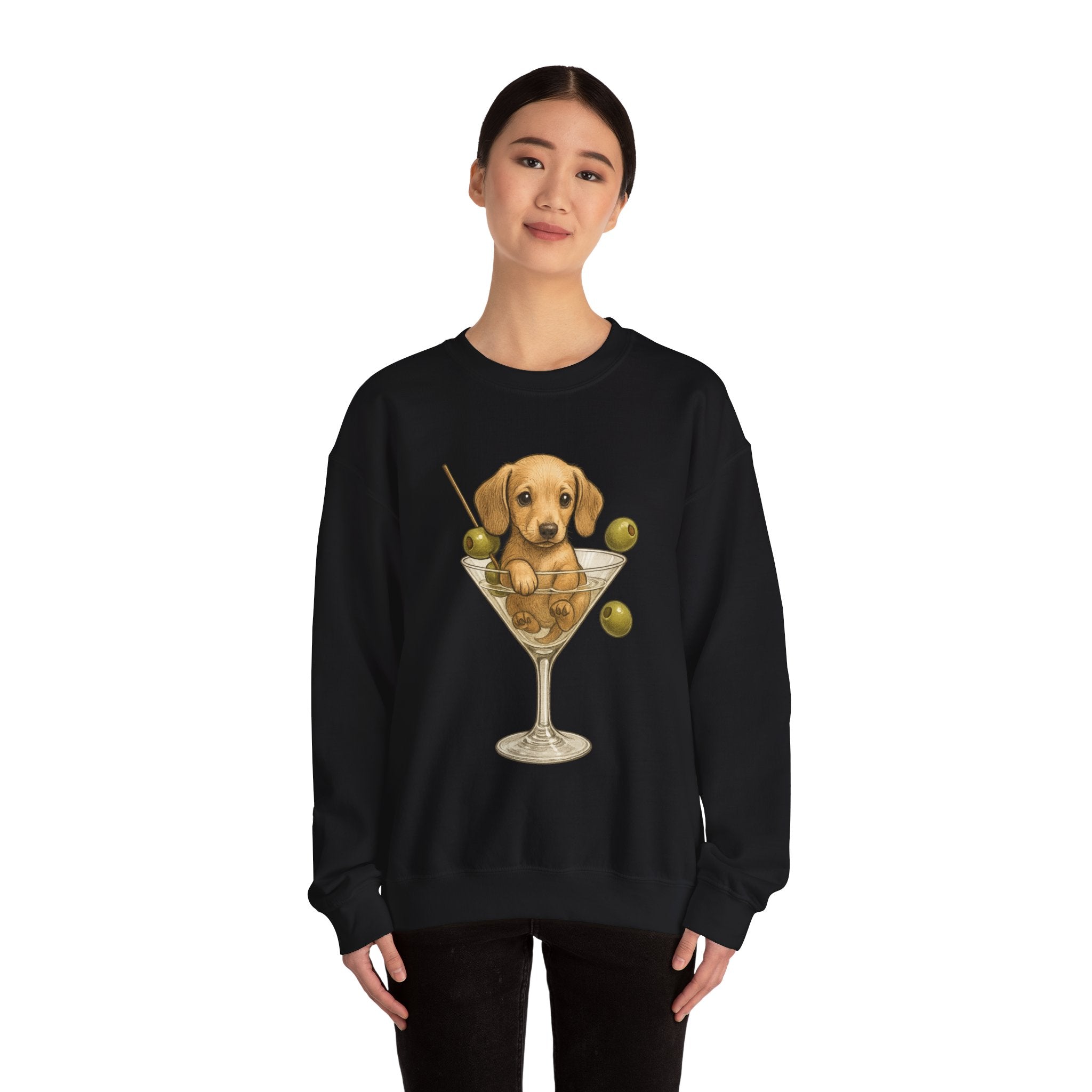Dachshund Martini Sweatshirt — Wiener Dog Cocktail Crewneck