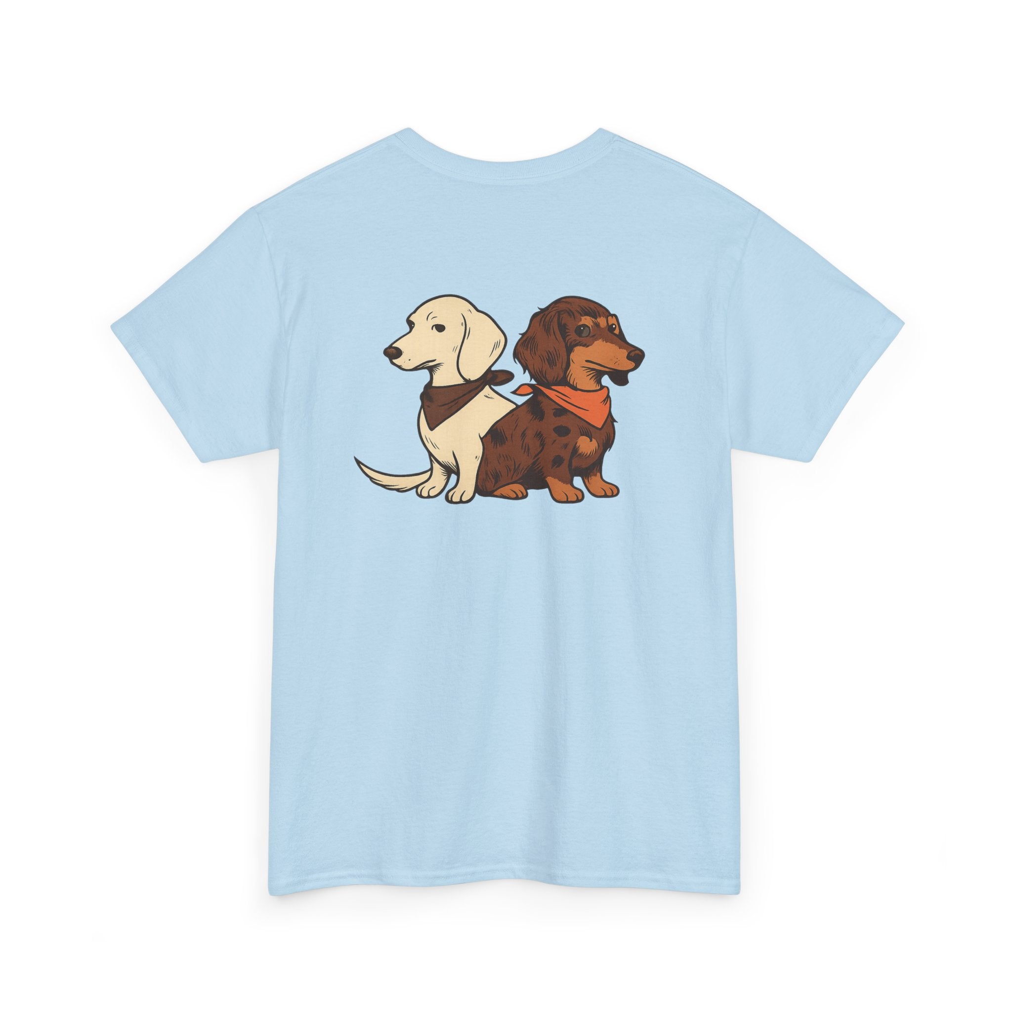 Dachshund Besties T-Shirt – Cute Back Graphic of Two Wiener Dogs ("Dachshund, Doxie" style)