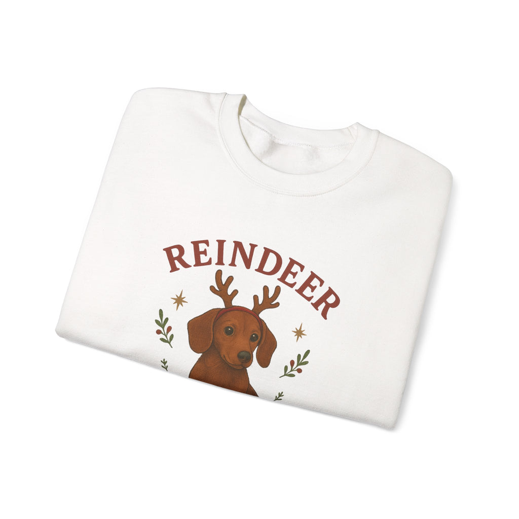 Cute Dachshund with Antlers Holiday Crewneck