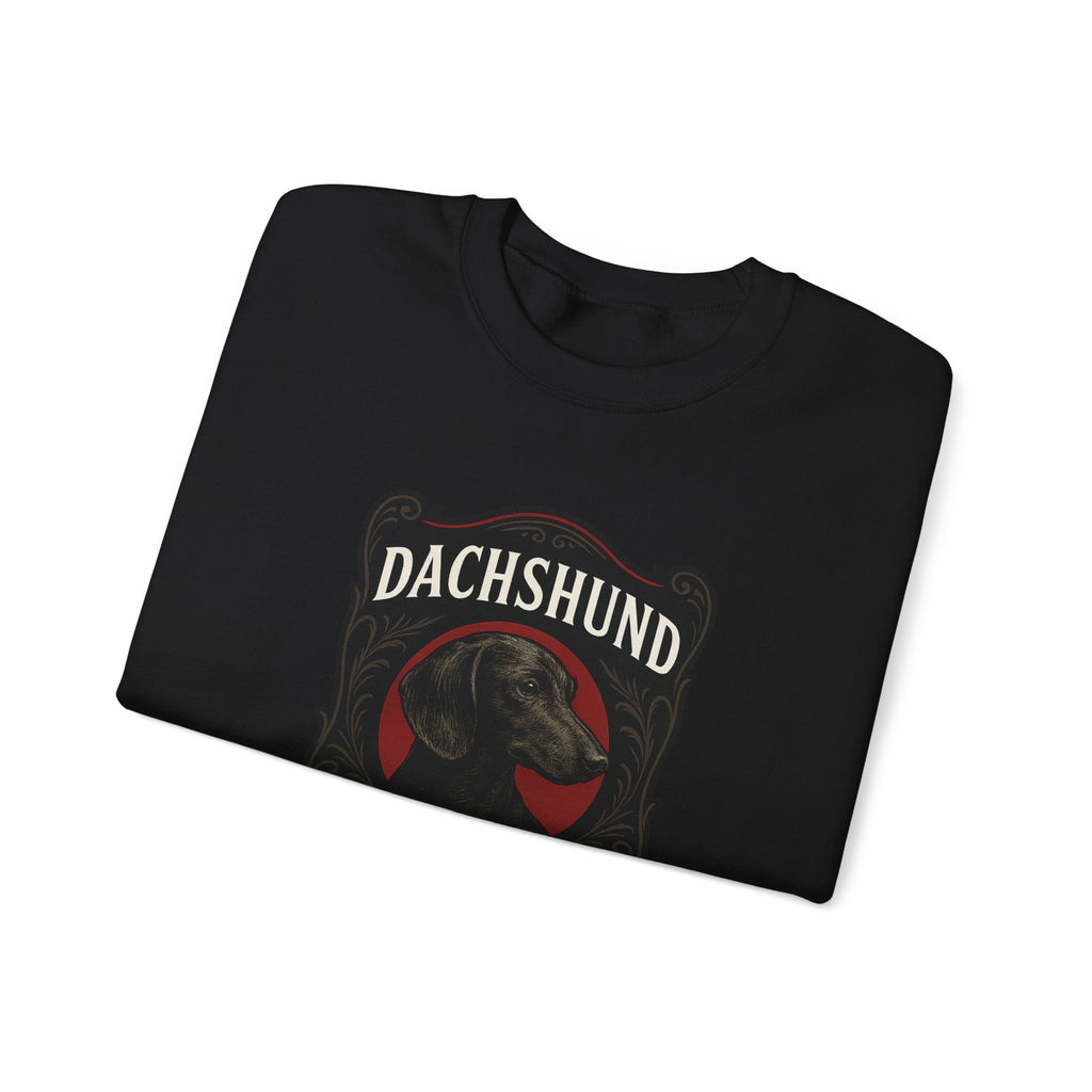 Dachshund Rum Crewneck Sweatshirt — Vintage Dog Label Graphic