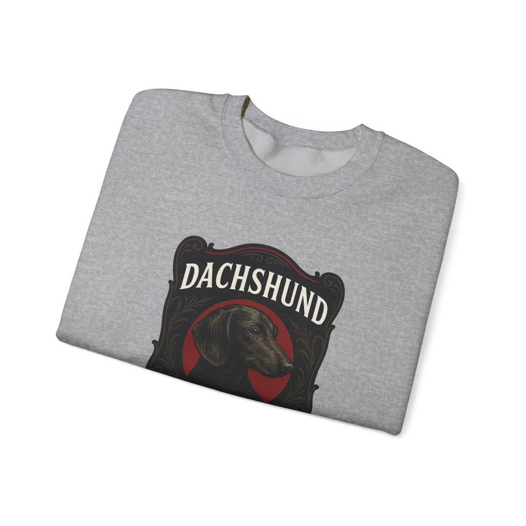 Dachshund Rum Crewneck Sweatshirt — Vintage Dog Label Graphic
