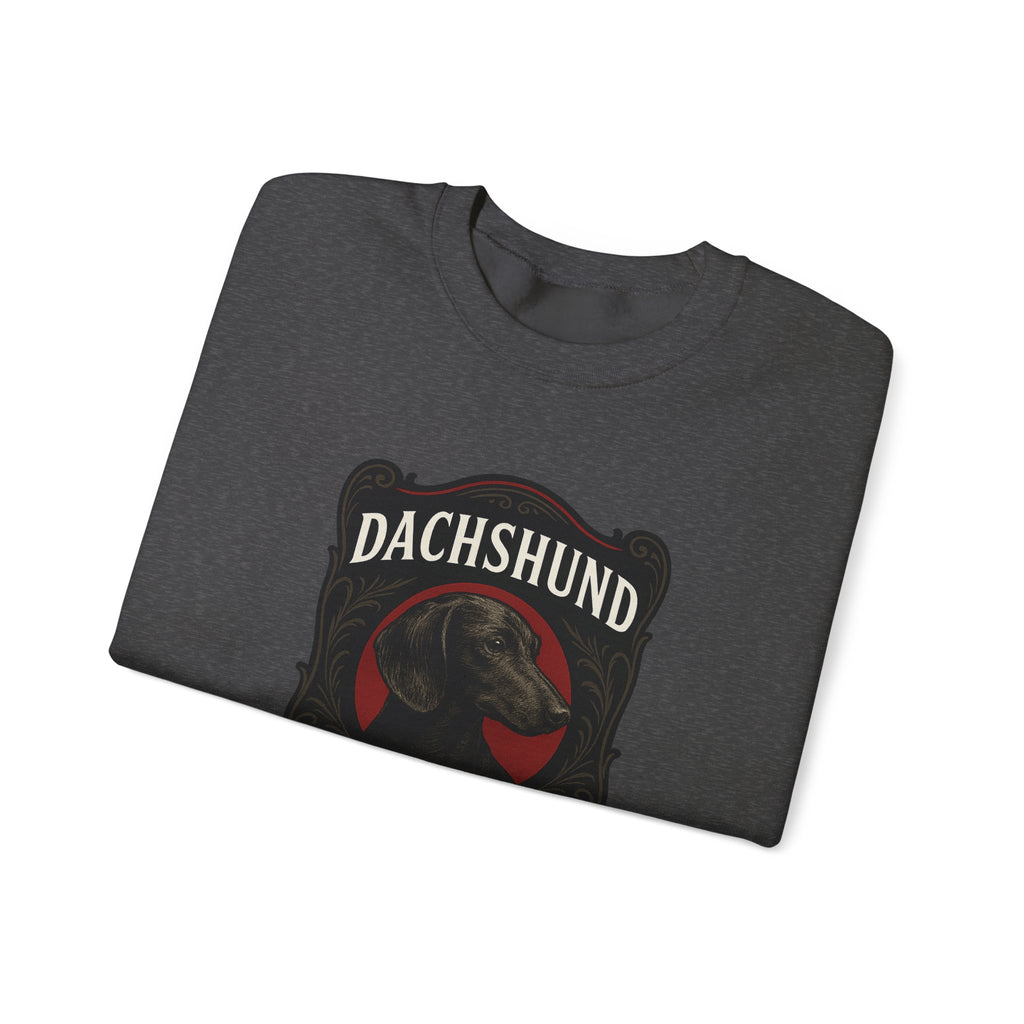 Dachshund Rum Crewneck Sweatshirt — Vintage Dog Label Graphic