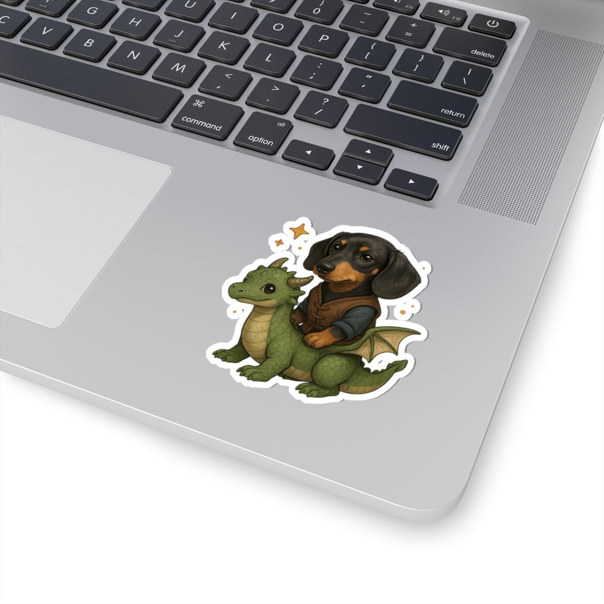 Dachshund Dragon Rider Sticker — Cute Fantasy Dog Kiss-Cut Sticker