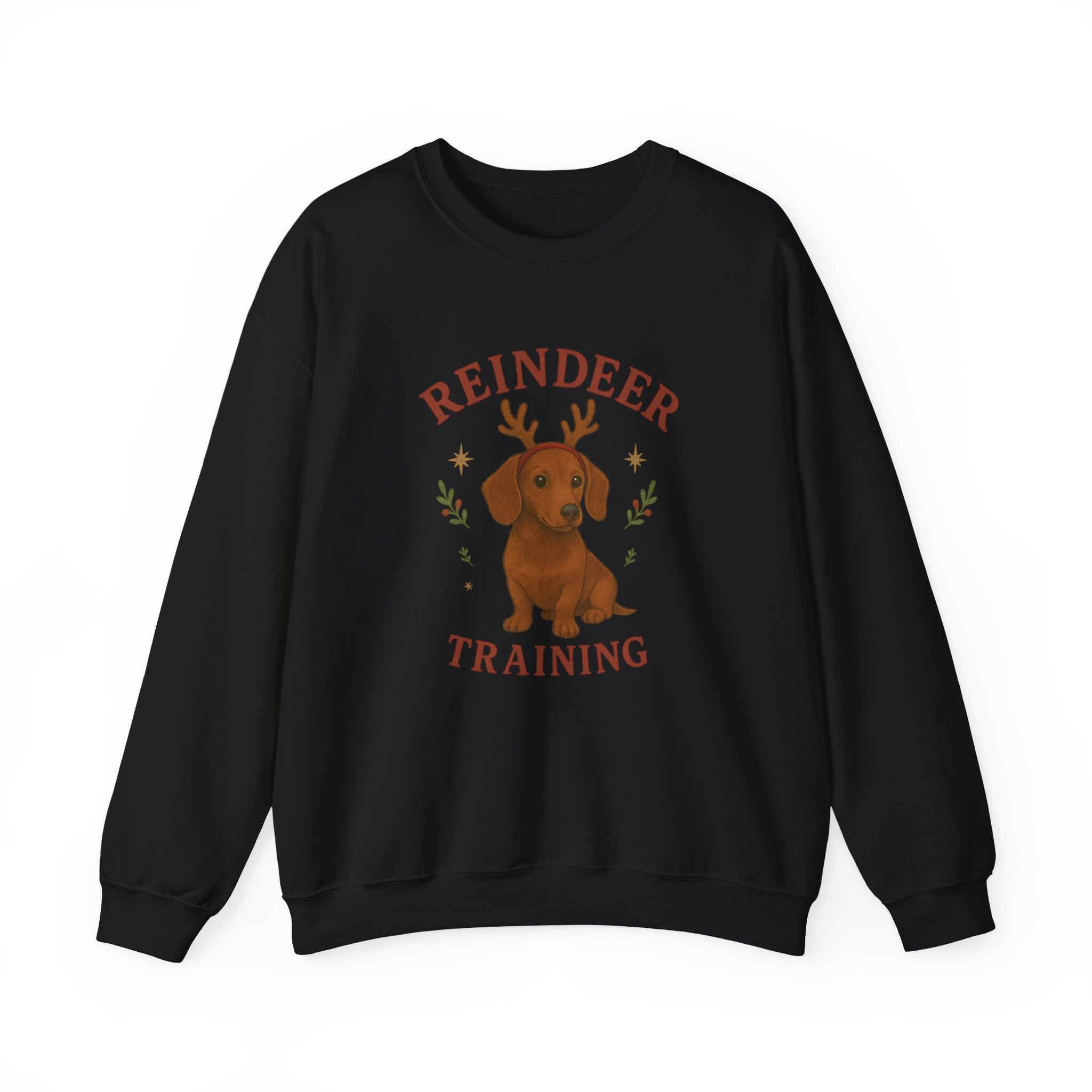 Cute Dachshund with Antlers Holiday Crewneck