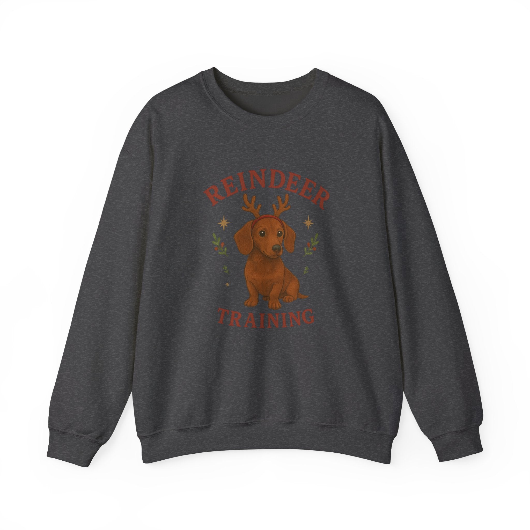 Cute Dachshund with Antlers Holiday Crewneck