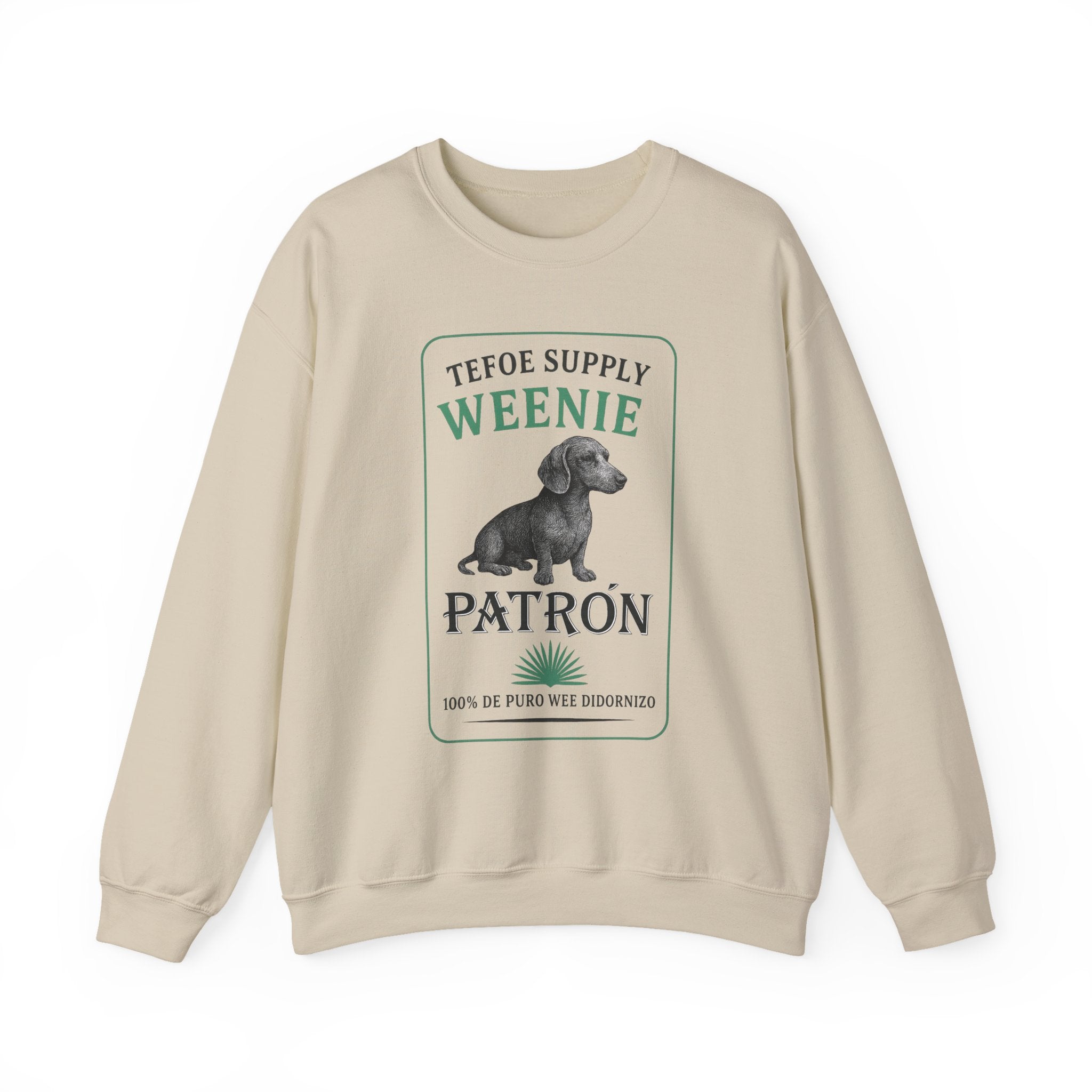 Weenie Patron Crewneck Sweatshirt — Dachshund 'Patrón' Graphic Crew