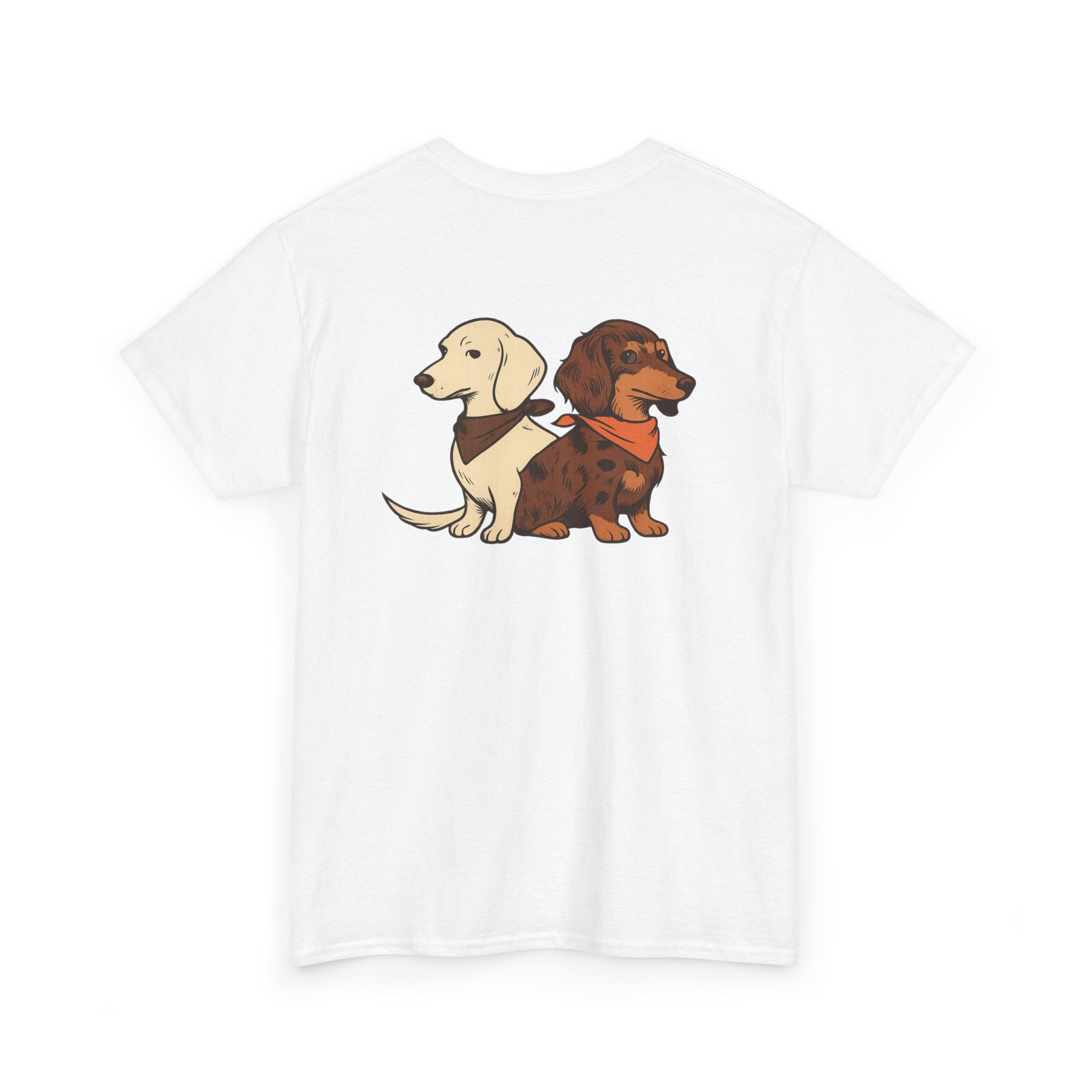Dachshund Besties T-Shirt – Cute Back Graphic of Two Wiener Dogs ("Dachshund, Doxie" style)