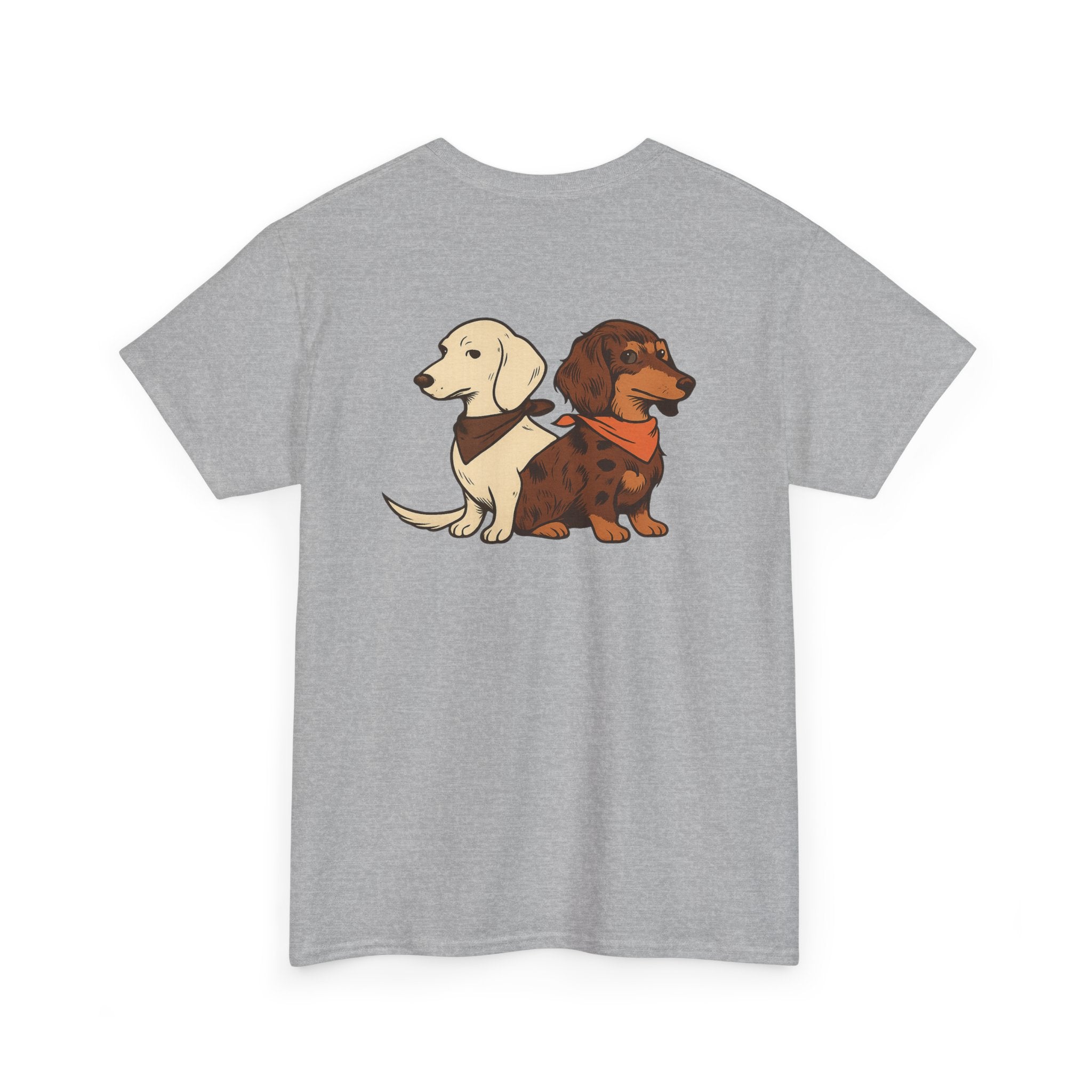 Dachshund Besties T-Shirt – Cute Back Graphic of Two Wiener Dogs ("Dachshund, Doxie" style)