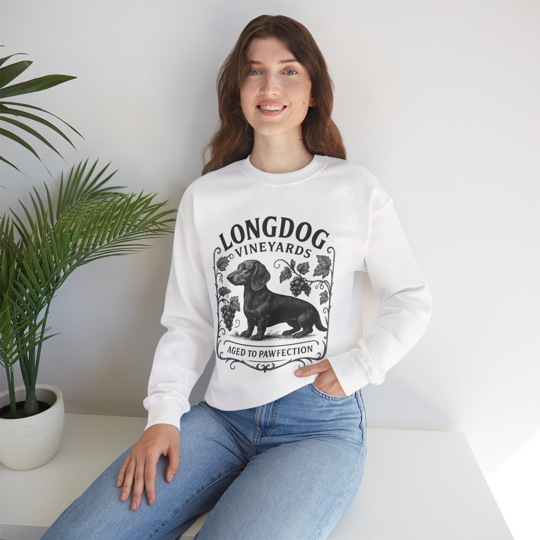 Dachshund Wine Lover Graphic crewneck sweatshirt