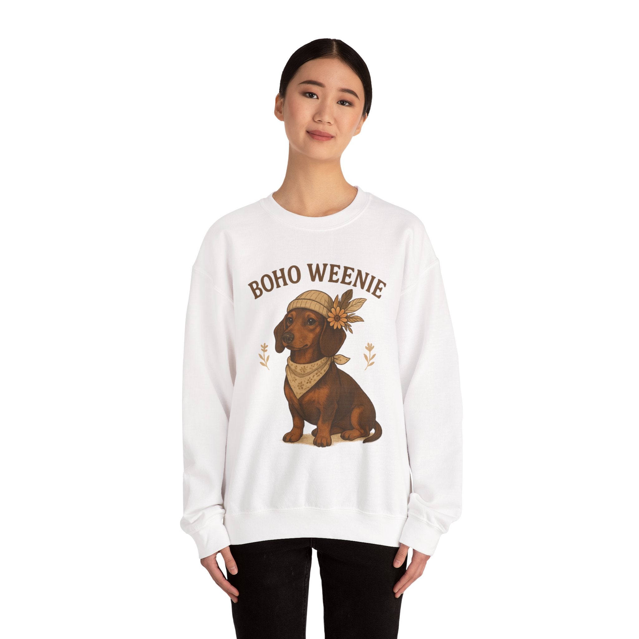 Crewneck Sweatshirt — "Boho Weenie" Dachshund Graphic