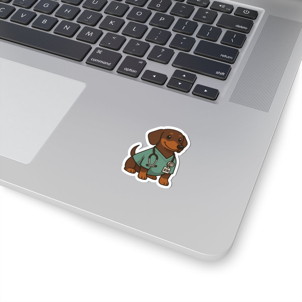 Dachshund Nurse Sticker — Cute RN Dog Kiss-Cut Vinyl Decal for Nurses, Laptops & Scrubs