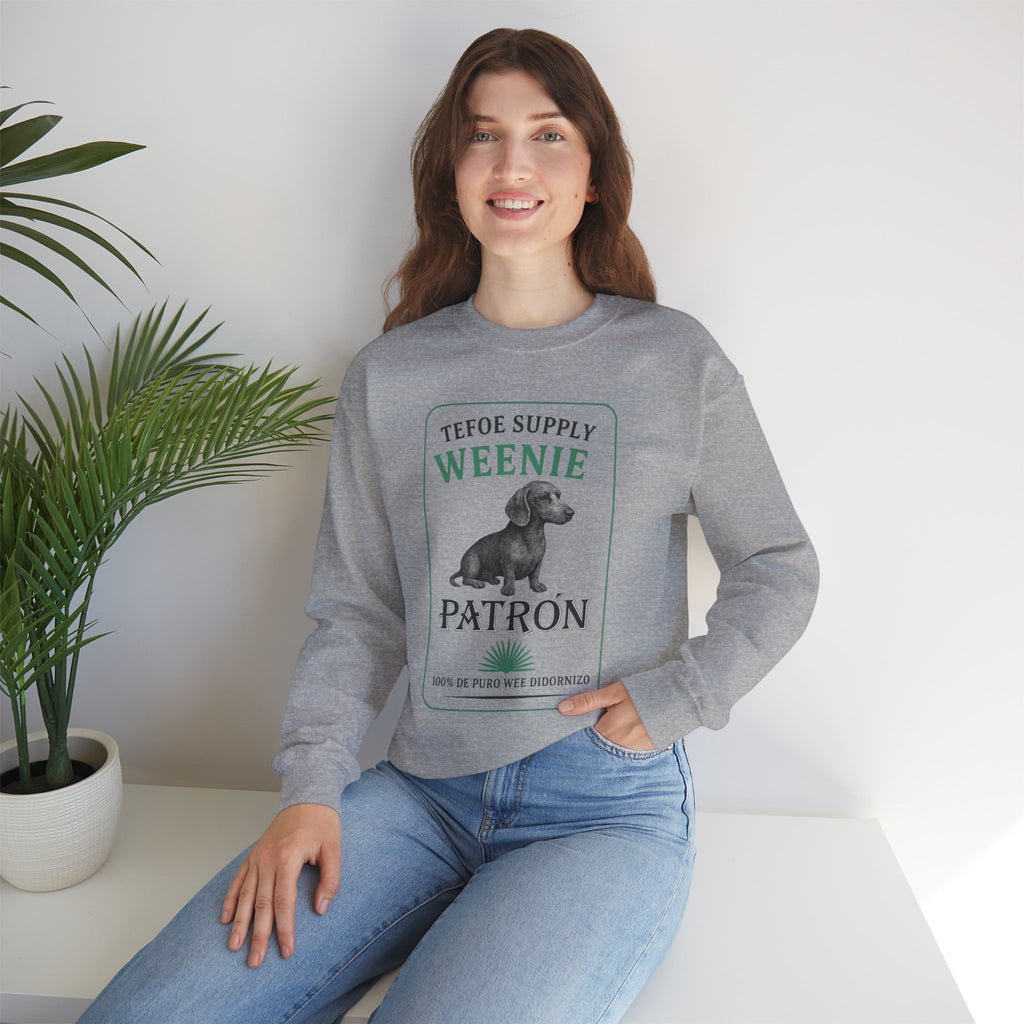 Weenie Patron Crewneck Sweatshirt — Dachshund 'Patrón' Graphic Crew