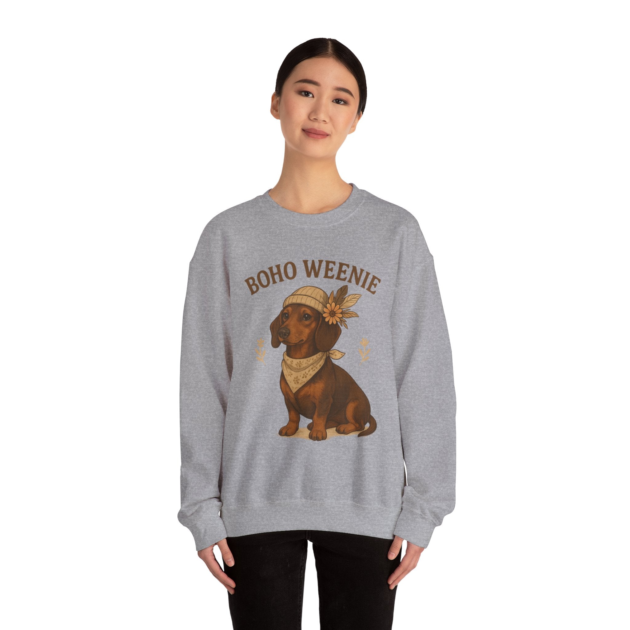 Crewneck Sweatshirt — "Boho Weenie" Dachshund Graphic