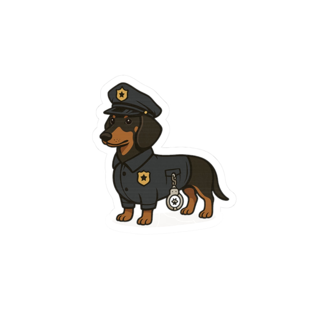 Police Dachshund Sticker — Cute K9 Cop Kiss-Cut Vinyl Decal