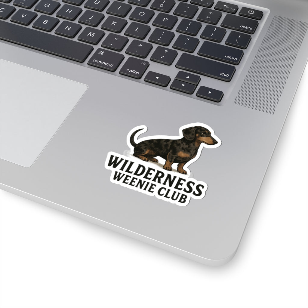 Wilderness Weenie Club Dachshund Sticker — Cute Adventure Dog Kiss-Cut Decal
