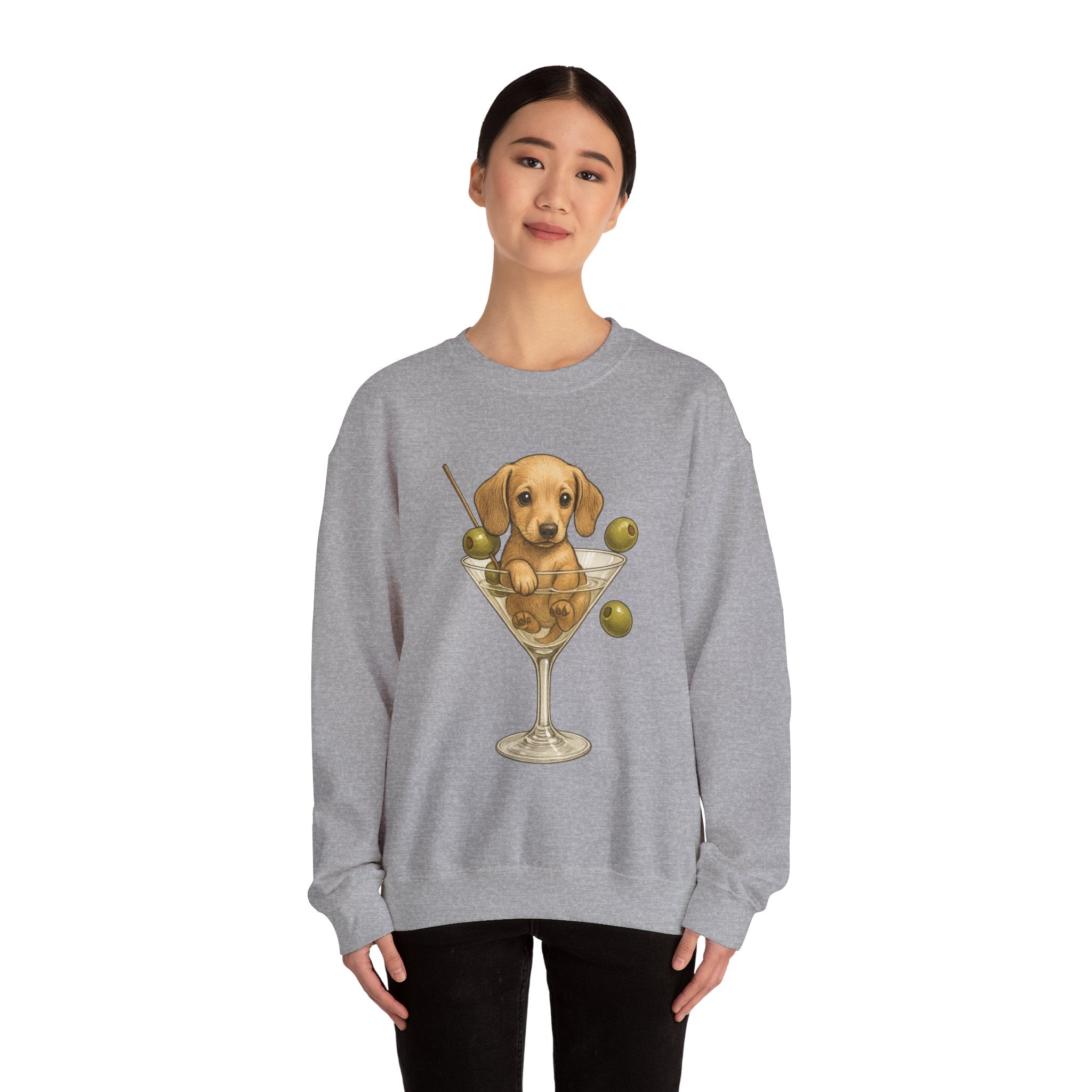 Dachshund Martini Sweatshirt — Wiener Dog Cocktail Crewneck