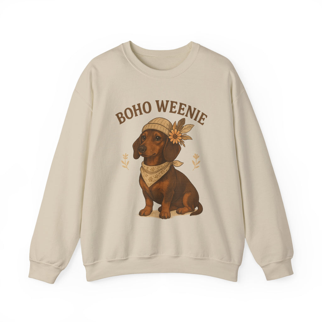 Crewneck Sweatshirt — "Boho Weenie" Dachshund Graphic