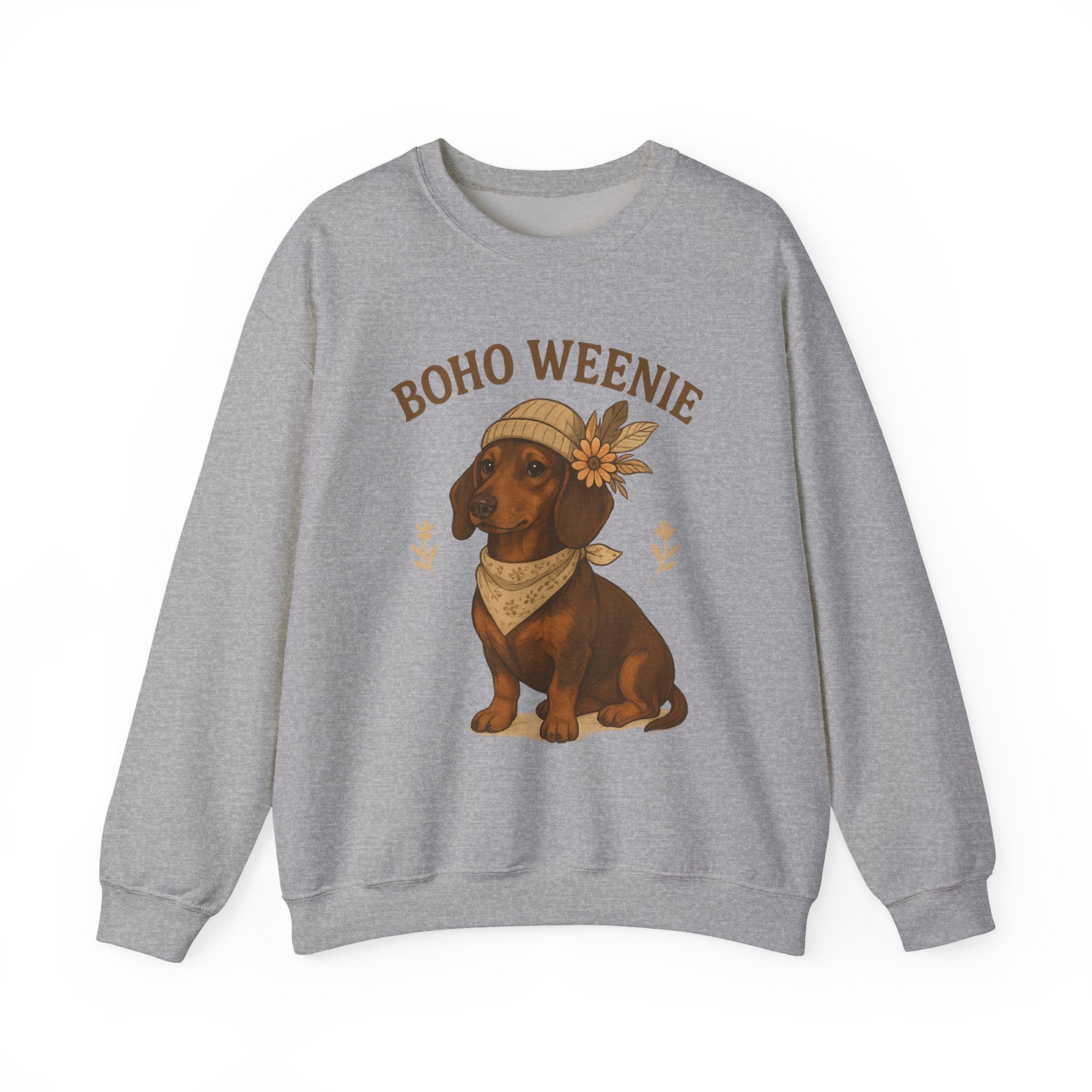 Crewneck Sweatshirt — "Boho Weenie" Dachshund Graphic