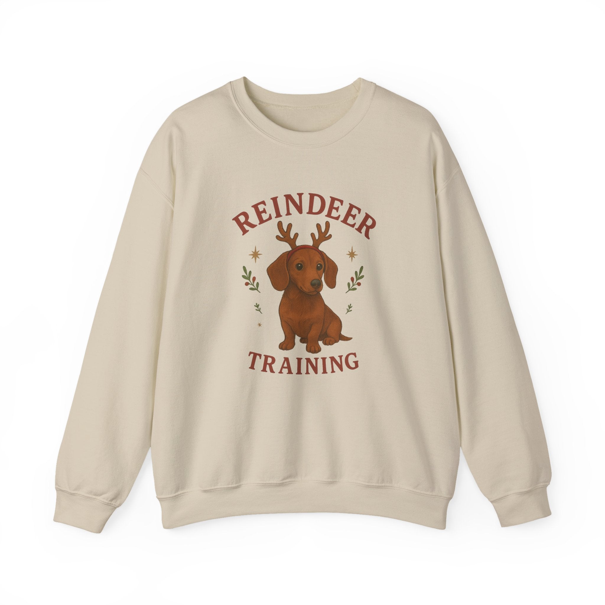 Cute Dachshund with Antlers Holiday Crewneck
