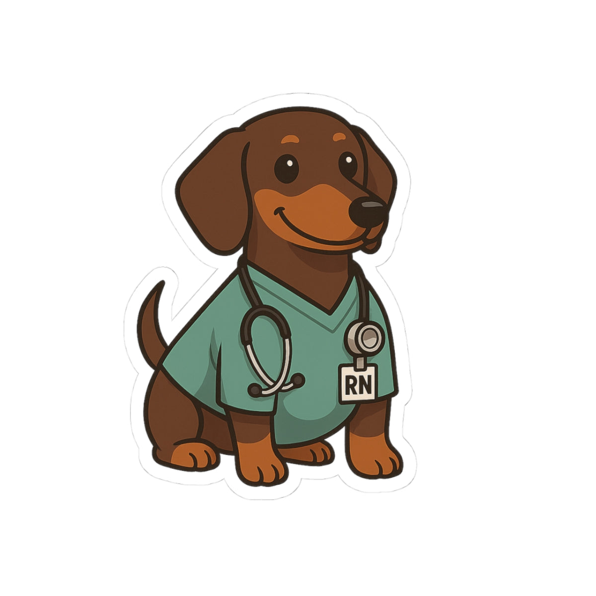 Dachshund Nurse Sticker — Cute RN Dog Kiss-Cut Vinyl Decal for Nurses, Laptops & Scrubs