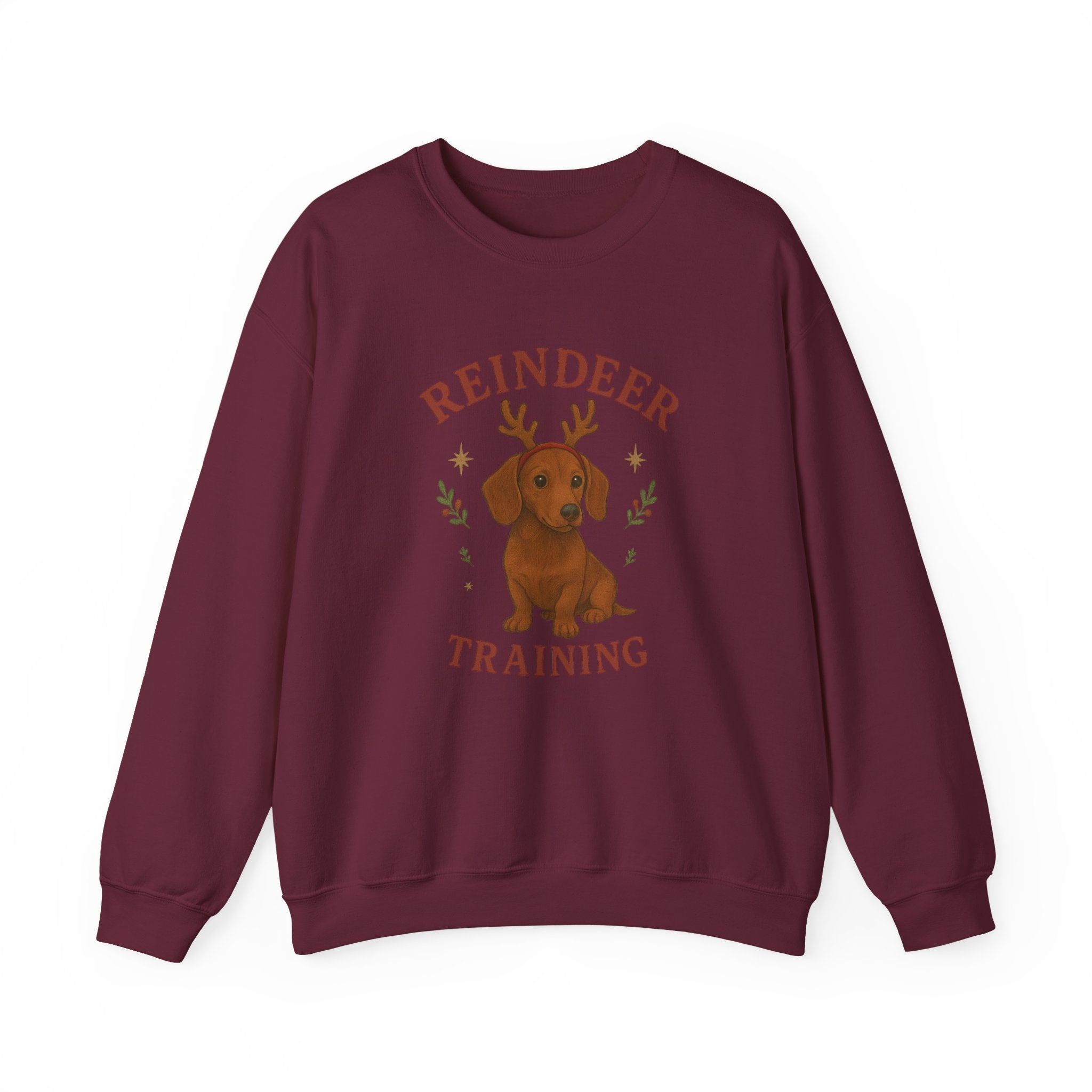 Cute Dachshund with Antlers Holiday Crewneck