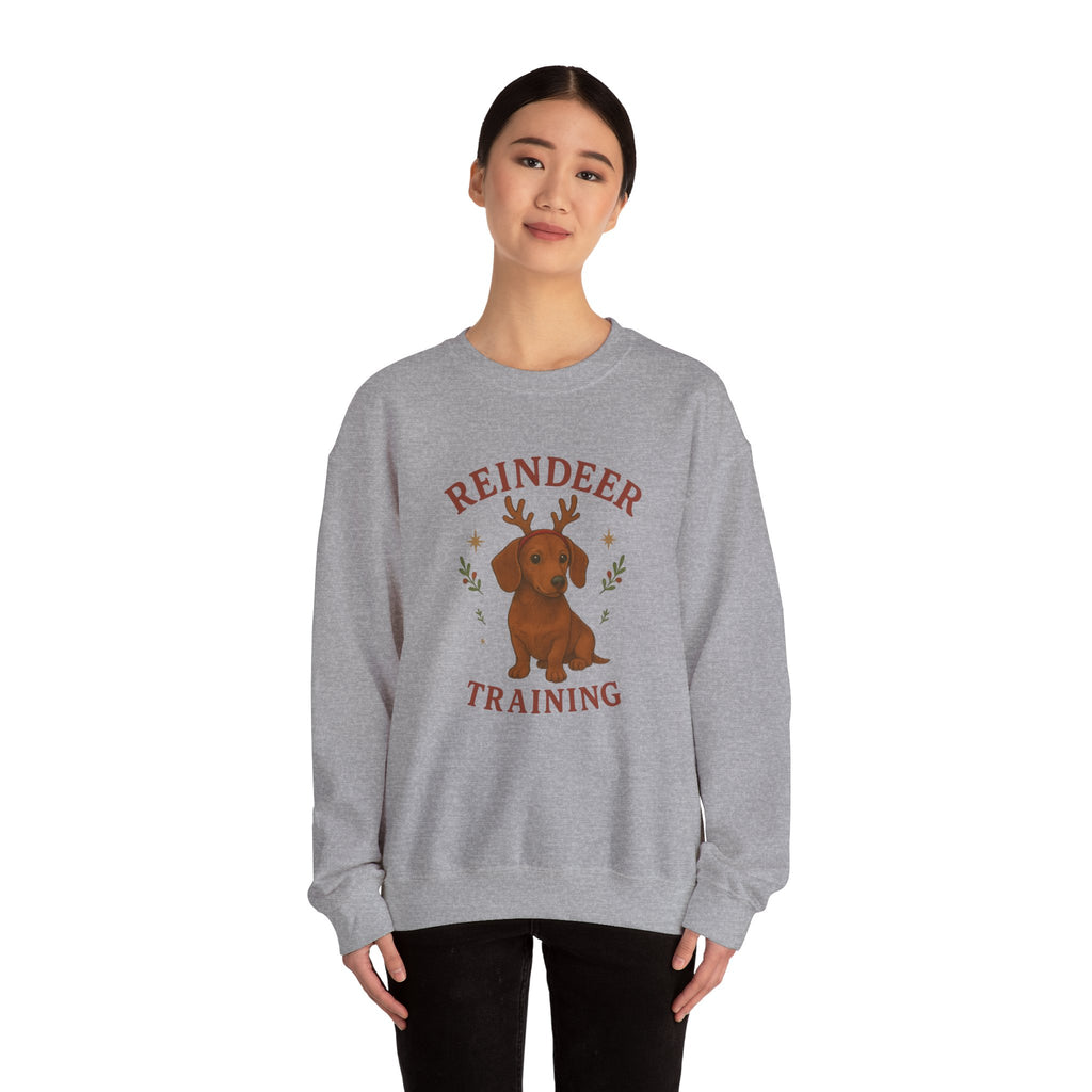 Cute Dachshund with Antlers Holiday Crewneck