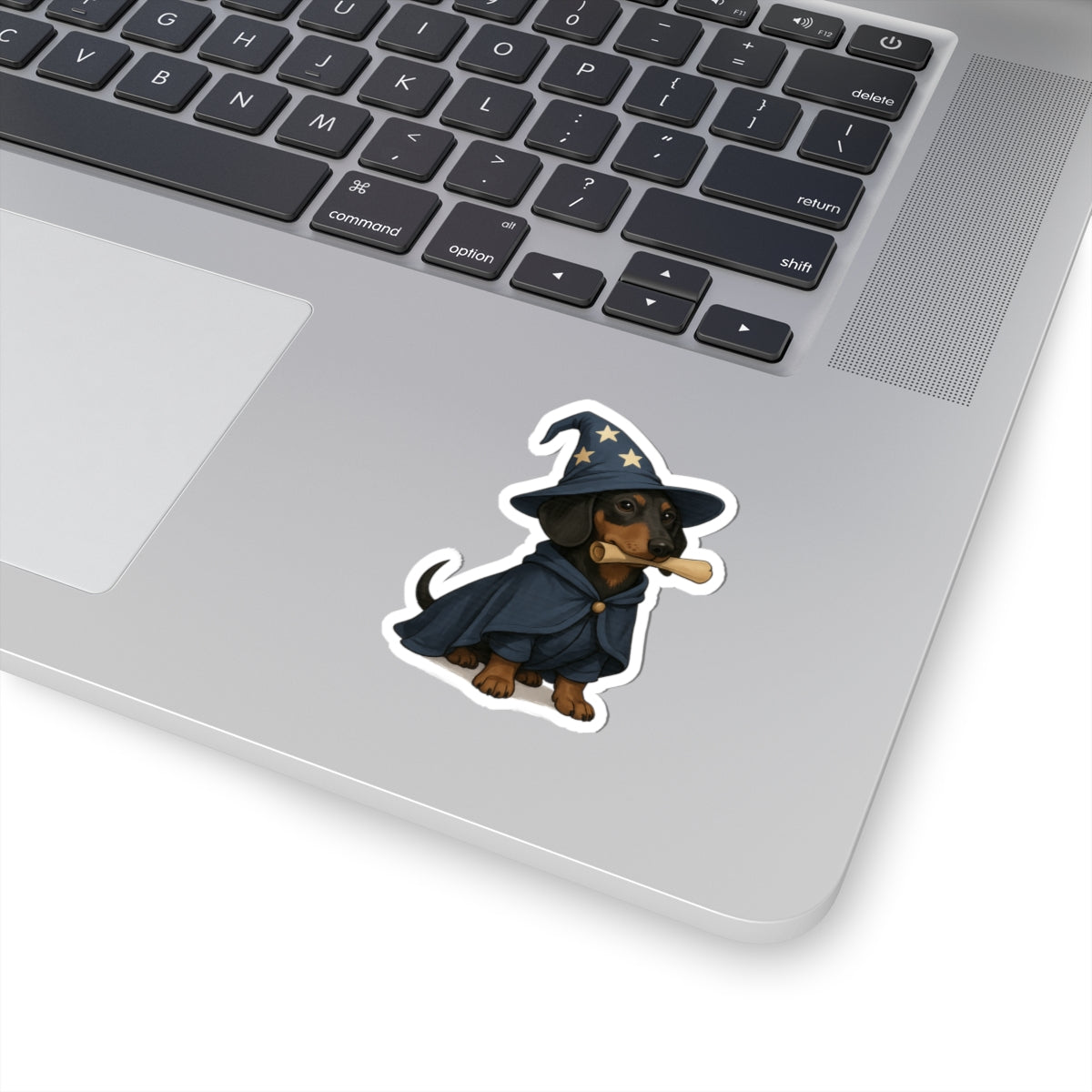Wizard Dachshund Sticker — Cute Dachshund in Star Hat Kiss-Cut Vinyl Sticker