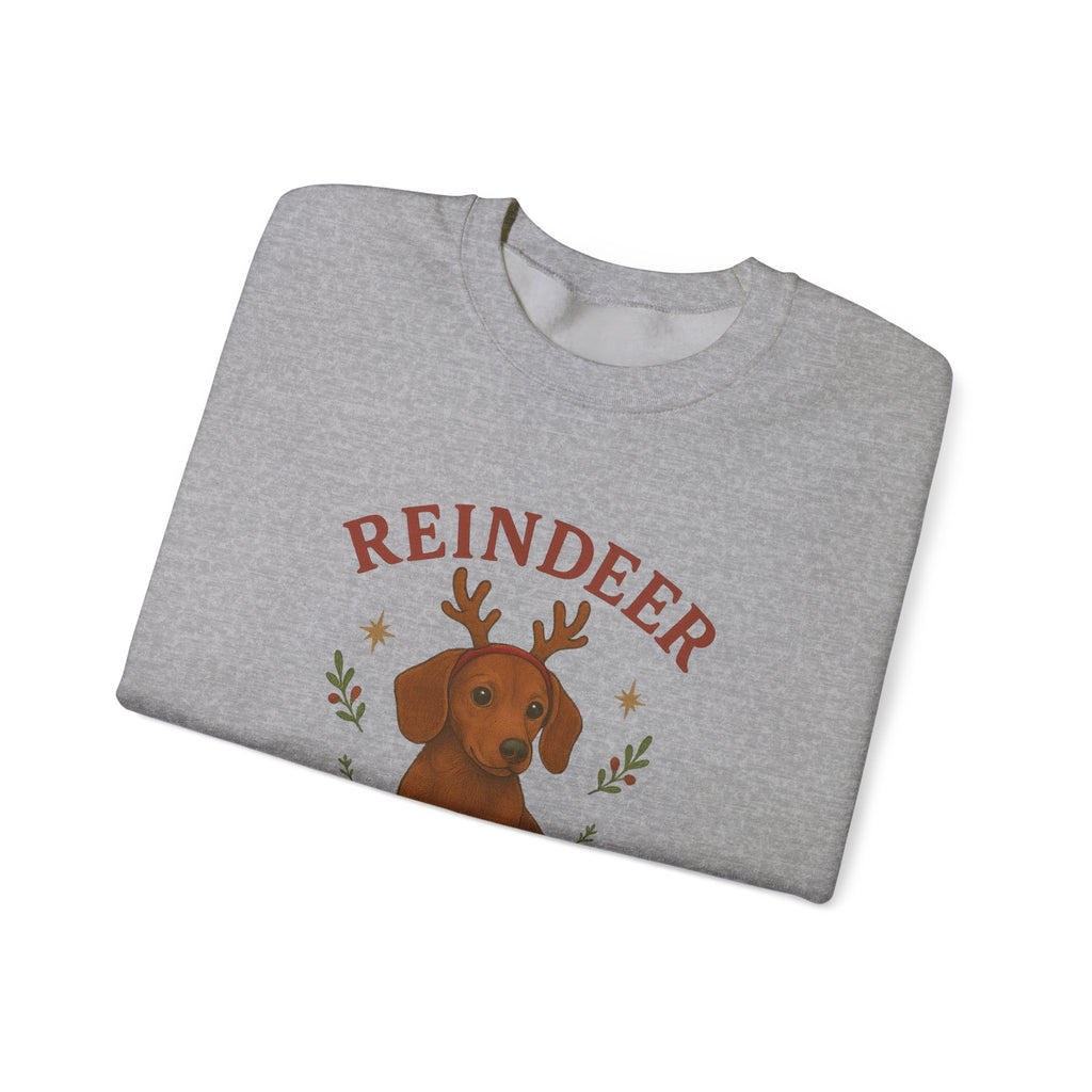 Cute Dachshund with Antlers Holiday Crewneck