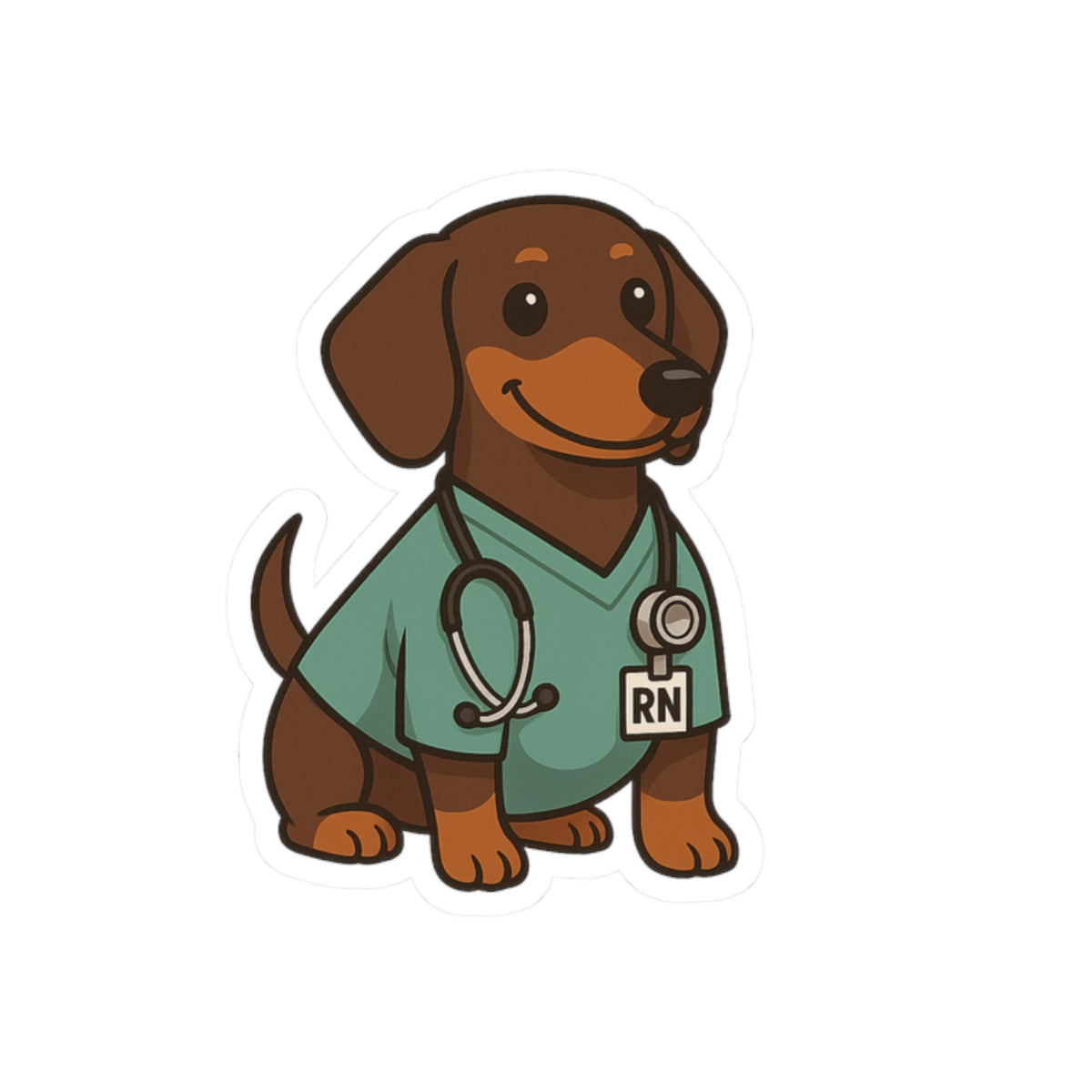Dachshund Nurse Sticker — Cute RN Dog Kiss-Cut Vinyl Decal for Nurses, Laptops & Scrubs