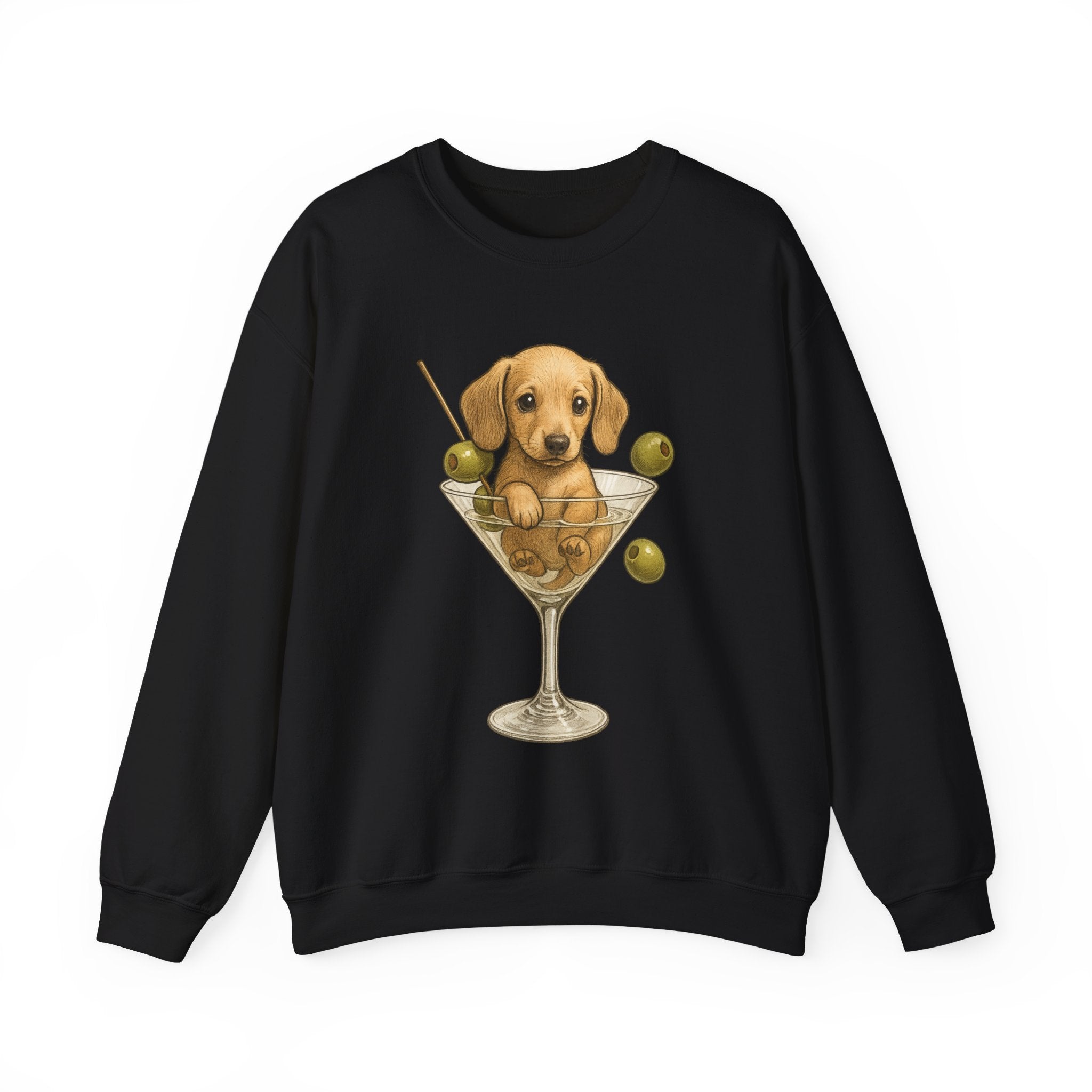 Dachshund Martini Sweatshirt — Wiener Dog Cocktail Crewneck