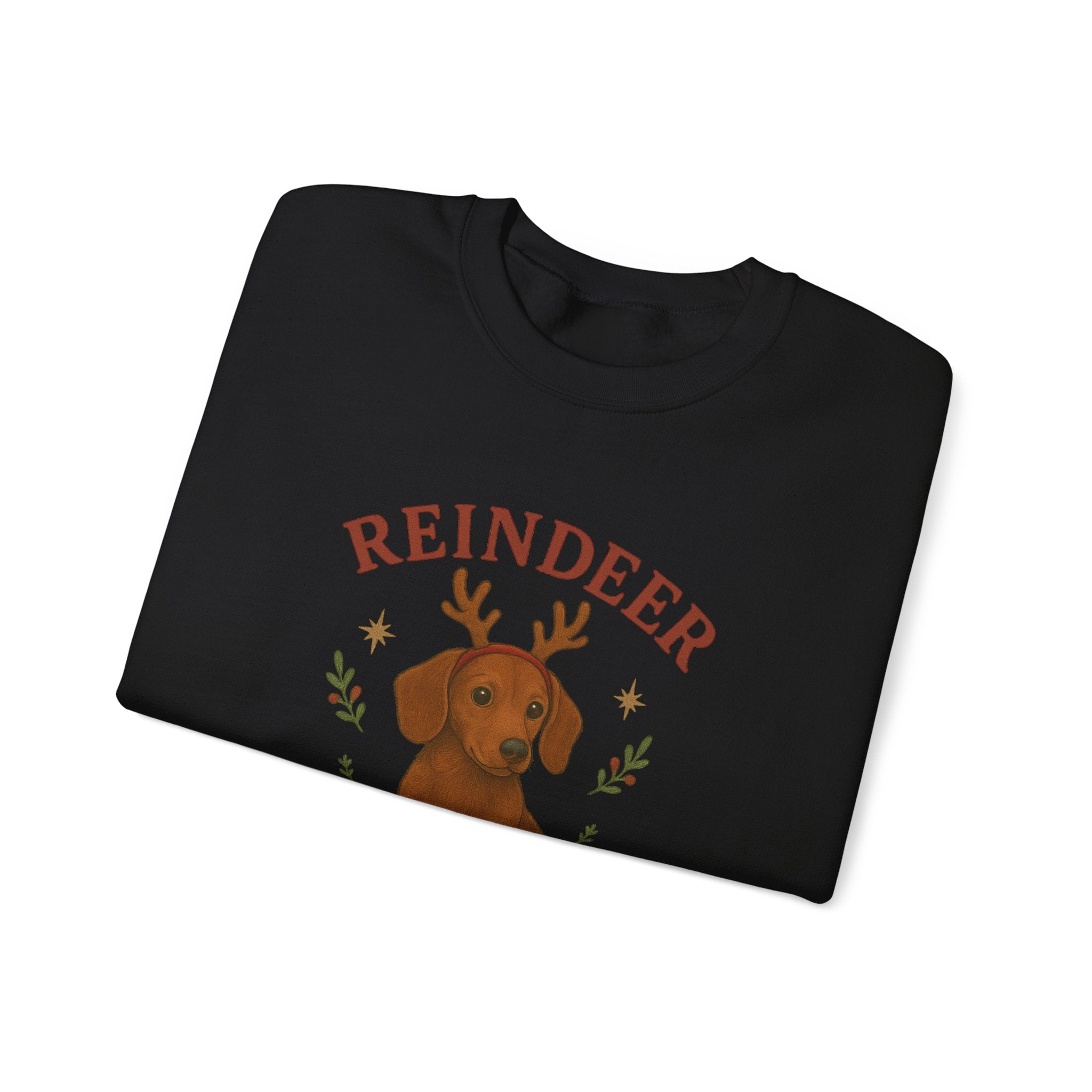 Cute Dachshund with Antlers Holiday Crewneck
