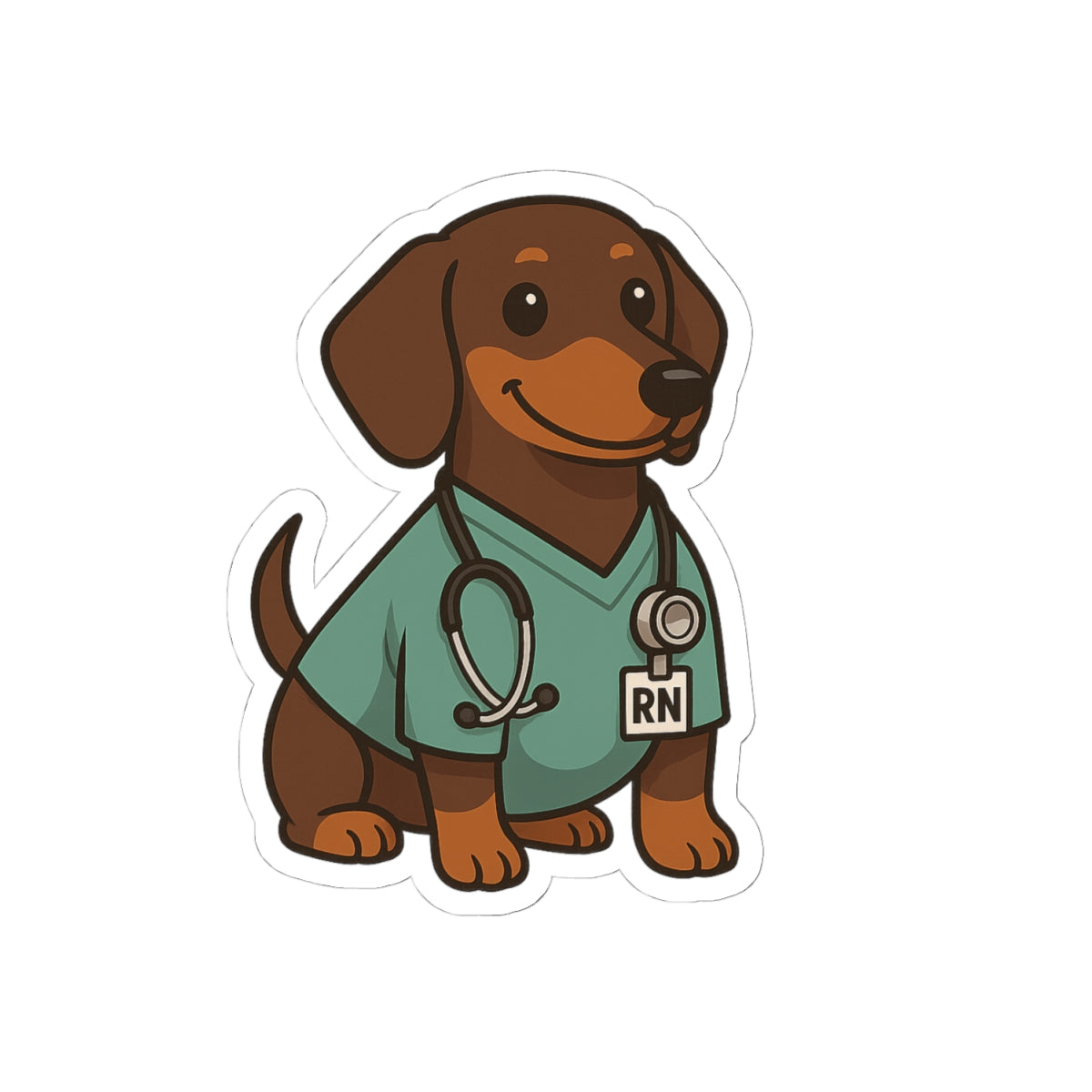 Dachshund Nurse Sticker — Cute RN Dog Kiss-Cut Vinyl Decal for Nurses, Laptops & Scrubs