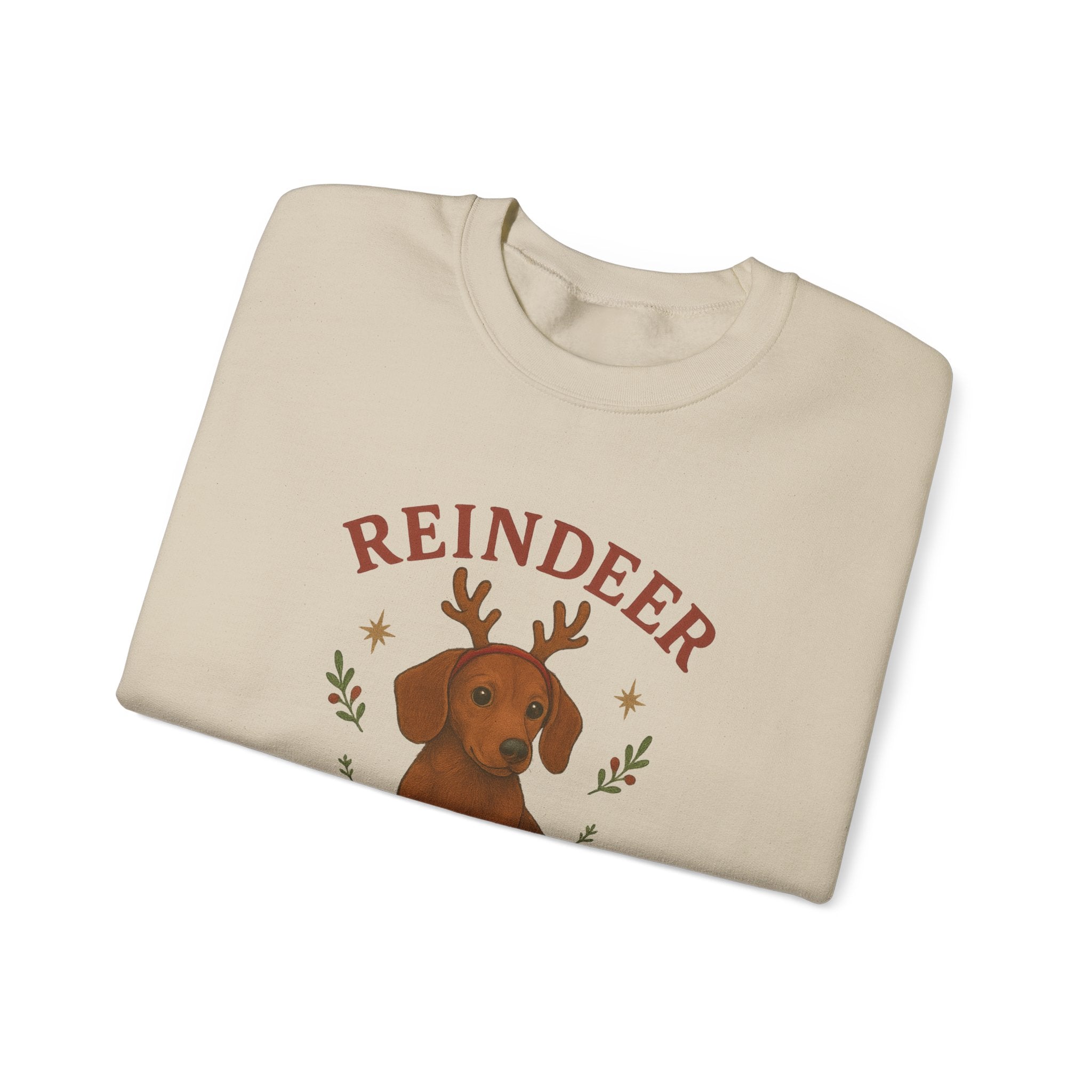 Cute Dachshund with Antlers Holiday Crewneck