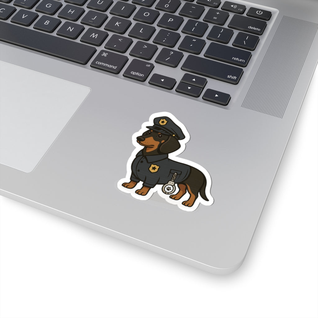 Police Dachshund Sticker — Cute K9 Cop Kiss-Cut Vinyl Decal