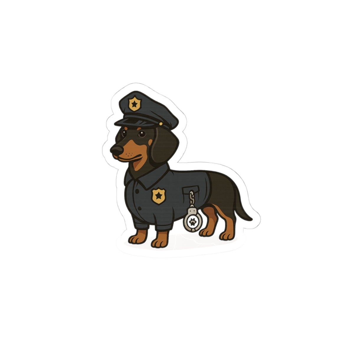 Police Dachshund Sticker — Cute K9 Cop Kiss-Cut Vinyl Decal